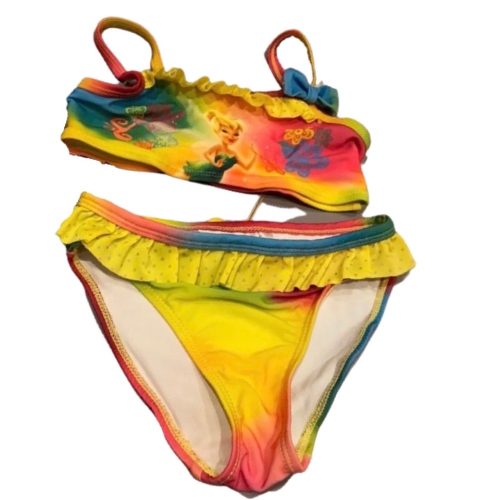 Disney fairies 2 piece Swimwear.  Size: 4T .Rainbow colours with Tinkerbell.